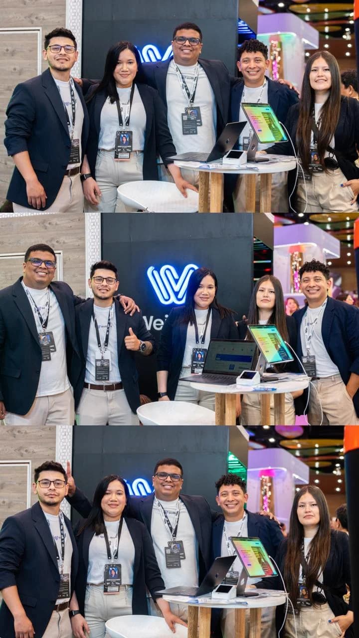 Equipe da WeiBook em um evento profissional apoiando salões de beleza