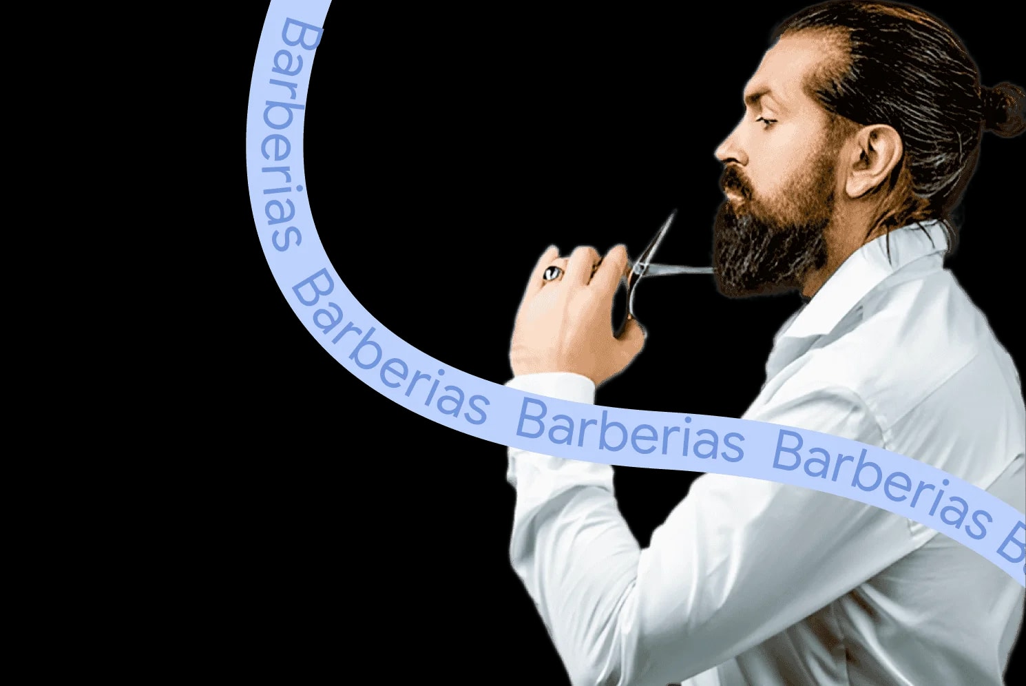 Barbeiro profissional pronto para cortar o cabelo em uma barbearia gerenciada com WeiBook